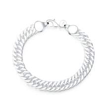 Vòng tay xích vuông bằng bạc Sterling 925 dành cho nam nữ, quà tặng tiệc cưới, trang sức thời trang - Bạc - Xem 5