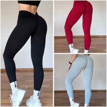 Leggins Mallas sin costura, corte V, de talle alto para mujer levantadoras de glúteos para uso deportivo, - Multicolor - Ver 1