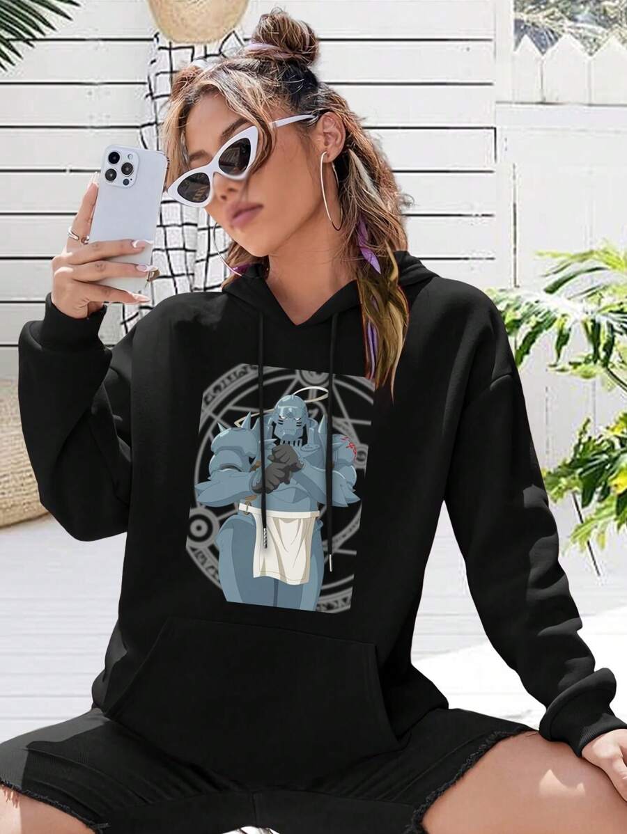 Women's Alphonse Elric Jacket T-Shirt Anime Cosplay Costume Fullmetal Alchemist Merch - Black - View 1