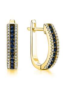 1 Pair 925 Sterling Silver Blue Sapphire Earrings, Casual Elegant Jewelry Gift For Women On Valentine's Day - Blue Stone Earrings - View 6