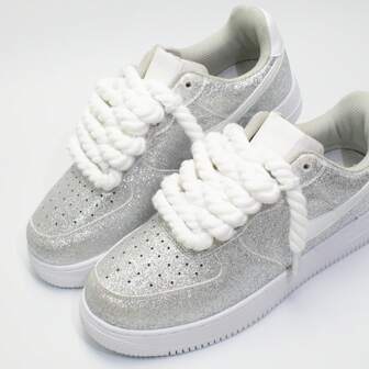 2 Pairs Handmade 8mm/5mm Thick Solid Color Round Rope Laces For Sneakers And Chunky Sneakers