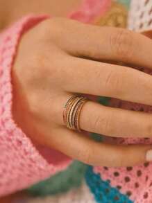 ORAZIO Anillos de piedra natal para mujer de acero inoxidable con rhinestones de colores para los 12 meses, anillo estético impermeable, nueva joyería
