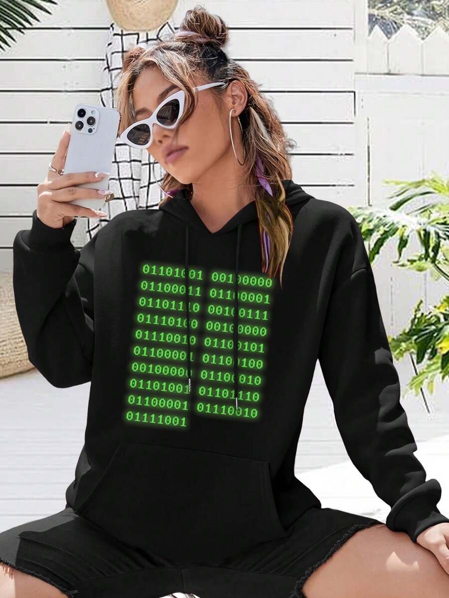 Women's I Don't Speak Binary Sweatshirt Funny Tech Gift Coding Apparel Programmer Clothing - Black - View 1