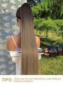 Cola de caballo de extensión que se sujeta con clip, degradado Ombre, extensión envolvente, cola de caballo larga y recta de 26 pulgadas, fibra resistente al calor sintética, peluca para mujeres y niñas para uso diario
