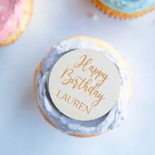 1Pc Custom Name Happy Birthday Cupcake Topper, Personalized Wood Or Acrylic Cupcake Topper, Mirrored Acrylic Cupcake Toppers For DIY Cupcake Decorations And Baking Decoration Supplies - Multicolor - View 14