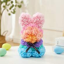 Rose Rabbit Immortal Rose Flower Rose Flower Ornament Forever Artificial Flower Easter Valentine's Day Roses Flower Bunny - Multicolor - View 3