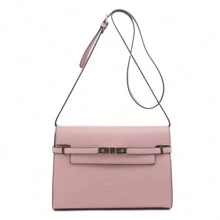 Belt Lock Medium Flap Shoulder Bag In Vegan Leather