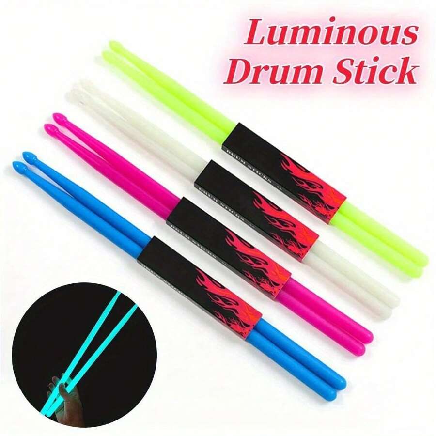 1 par de baquetas luminosas de 5A con punta en forma de gota de agua, de nailon de color neón, ideales para principiantes y artistas en el escenario