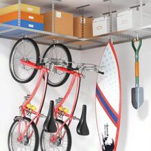 Thickened Hooks Overhead Storage Racks,Garage Hooks Ceiling,Add-On Storage Hook Garage Ceiling Rack Wall Shelving,Heavy Duty Hanging Bike Hooks, Bike Hangers Hooks 4 Pack, White - Silver - View 1