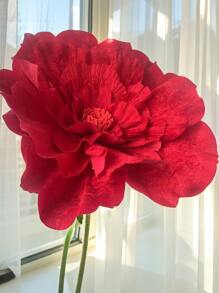 Grande Flor de Peônia de Veludo Simulado, Flor Artificial para Casamento, Decoração de Vitrine, Estúdio Fotográfico, Rosa Burgundy Artificial, Dia dos Namorados, Presente