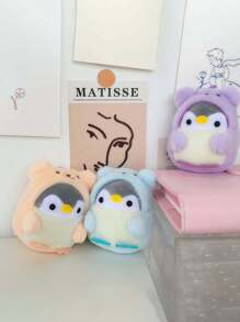 1 件可爱的 10 厘米/3.94 英寸布艺企鹅钥匙扣装饰，超柔软泰迪熊企鹅服装，完美的生日礼物，情人节