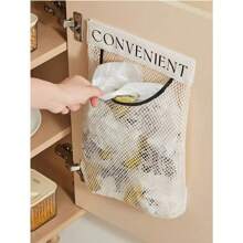 1pc Kitchen Garbage Bag Storage Rack Wall-Mounted Large Capacity Plastic Bag Storage Net With - Multicolor - View 2