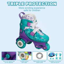 Roller Skates For Boys Girls, 4 Sizes Adjustable Roller Skates For Children With Protective Gear Set, Beginners 6-12 Years Old Light Up Quad Skates Indoor Outdoor Skates, Beginner Roller Skate, Cute And Funny Birthday Gifts For Kids