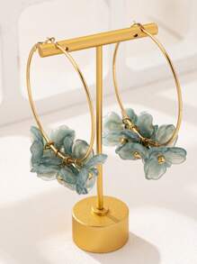 1 Par de aretes de aro con flor de acrílico encantadores para mujeres, adecuados para vacaciones