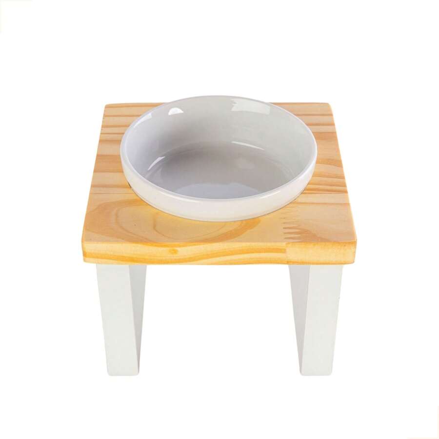 Elevated Feeder For Mini And Small Dogs And Cats With Porcelain Bowls - trắng - Xem 1