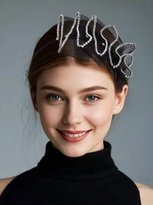 1 件黑色网状头带万圣节派对发饰宽边音乐会表演走秀派对配饰、发带、发箍、恐怖 - 黑色 - 查看 4