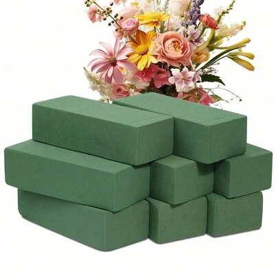 8块/6块/4块/3块/2块/1块装花泥砖，用于插花，每块砖尺寸：长5.5英寸 x 宽3.1英寸 x 高1.8英寸，干湿两用花泥块，适用于婚礼、生日、派对、节日装饰