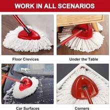 2/4pcs Machine Washable Super Soft Microfiber Spin Mop Head Replacement, Easy Clean Mop Head Refills With Base, Reusable And Easy To Wring, Multipurpose And Easy To Operate - White - View 9
