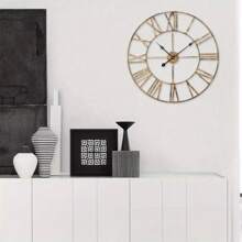 60CM Large Skeleton Metal Roman Wall Clock Big Numerals Giant Open Round Face - Variant1 - View 4