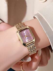 5pcs/Set Women's Fashionable Simple Casual Quartz Watch Set, Versatile Style