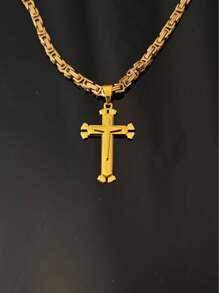 Minimalist 3-Layer Cross Pendant Necklace With Stainless Steel Chain, Fashionable Amulet Jewelry Party Accessory Gift - Necklace - View 9