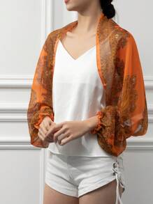 1条佩斯利花纹超薄雪纺围巾/披肩，适合日常穿着。