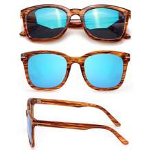 HYCHIC Fashion Sunglasses For Women, Polarized Driving, Anti Glare UV400 Protection, Fashionable Design - 茶條紋*冰藍片 - 查看 4