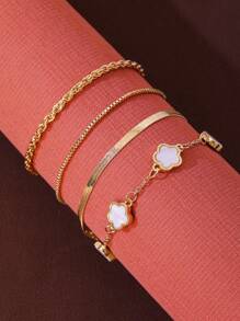 4 pièces/set Ensemble de bracelets minimalistes multicouches empilés