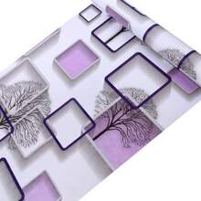 Purple 3D Square Frame And Tree Wallpaper Vinyl Decoration Size 5m*45cm - 紫色 - 查看 4