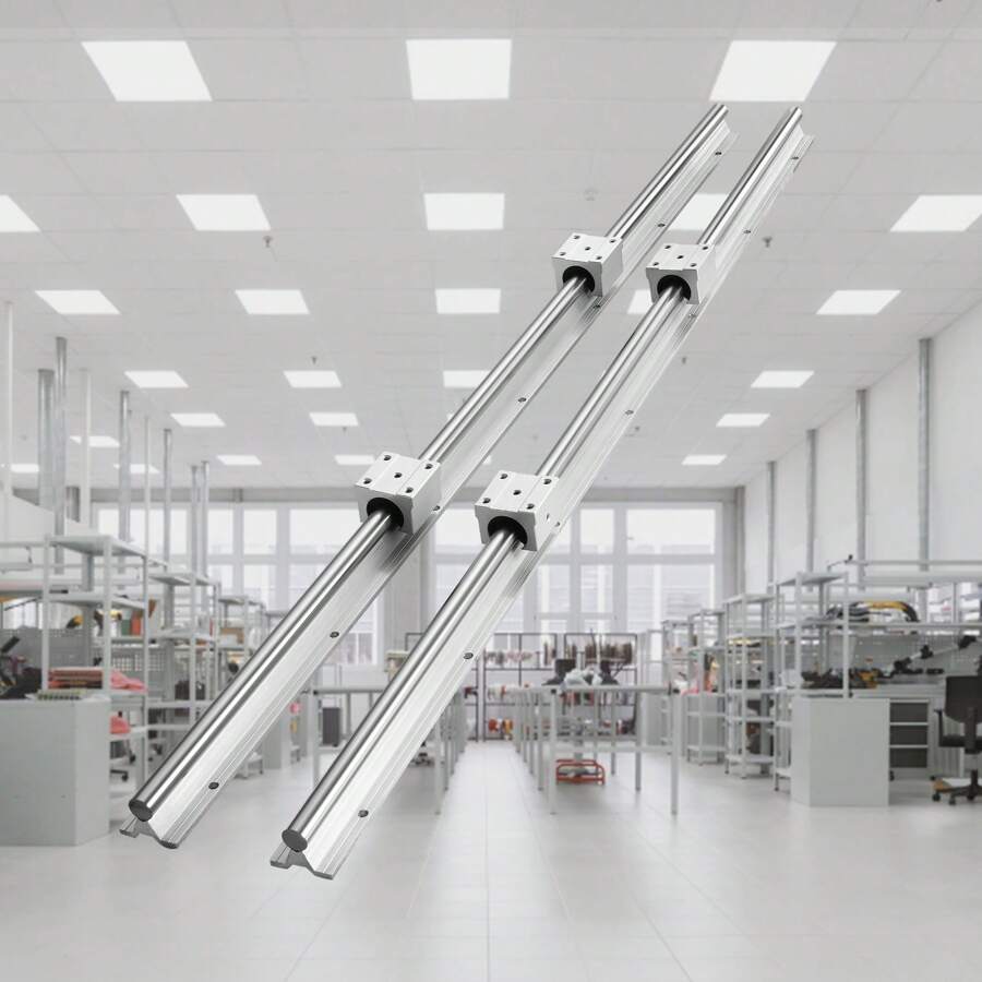 Linear Guide Rail Set, SBR20 800 To 1200mm, 2 PCS 31.5 To 47.2-Inch In SBR20 Rails & 4 PCS SBR20UU Slide Blocks Or 4 SBR20UU Bearings. Ideal For CNC Machines Automation Projects And DIY Crafts - 800mm 31.5 in 4 PCS Blocks - 查看 1