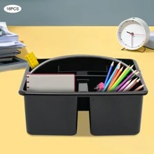 Rainaut 16 PCS Classroom Caddies With Handle, Classroom Storage Caddies Stackable Utility Caddies Space Saving For Schools, Homes, Offices, Black (9.3 * 8.9 * 3.5in) - Black - View 2