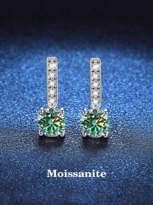 BLOVEMEE 2pcs Elegant Luxury 925 Silver 2 Carat Morganite Earrings, Gift For Women For Commute, Party, Vacation, Birthday, Valentine's Day, Mother's Day, Wedding Anniversary, Christmas