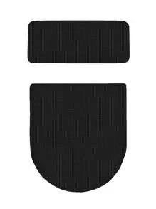 1 Set Solid Color Jacquard Corn Grain Toilet Seat Cover And Toilet Tank Cover, Stretch Toilet Seat Cover Set For Bathroom, Suitable For Small Size Toilet Tank And Lid, Home Decor - Black - View 4