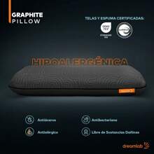 Dreamlab Almohada Graphite Pillow 2 Pack| Almohada de Memory Foam con Carbón | Hipoalergénica, Antibacterial, Soporte, Certificaciones | 2 Piezas Tamaño Estándar (60 cm x 40 cm x 11.5 cm) - Grafito - Ver 3
