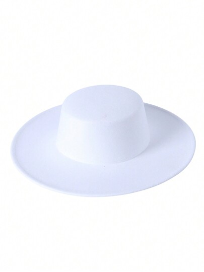Women's Hats Solid Color Personality Wide Brim Flat Top Design Simple Elegant Formal Top Hat