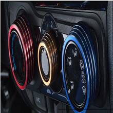 3pcs Car Air Conditioning Knobs Decorative Circle For H-Onda Fit, Blue/Red/Gold