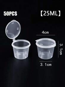 50/100个酱料杯，商用透明食品蘸料容器，便携式密封塑料杯带盖，一体式外卖打包盒 - 無色 - 查看 7