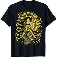 Steampunk Mechanical Heart Chest Gears Men Women Students T-Shirt