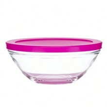 GLAZE Set Of 5 Glass Containers With Airtight Plastic Lids. (Blue, Purple, Red, Fuchsia) - Hot Pink - View 4