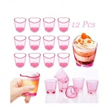 6PCS,Heart-Shaped Glasses, Mini Cute Shot Glasses, Suitable For Valentine's Day, Party Receptions, Tequila Glasses
