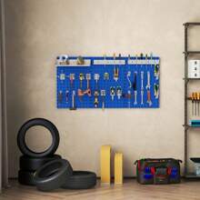 Wall-Mounted Pegboard Kit Tool Board Organizing Kit - 藍色 - 查看 2