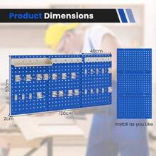 Wall-Mounted Pegboard Kit Tool Board Organizing Kit - 藍色 - 查看 7