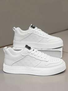 Elegantes Zapatos Para Correr Y Deportes Casuales Diarios Impermeables, Fáciles De Llevar Para Ir Al Trabajo Y Estudiantes Nuevo Zapatos Casuales Con Cordones Para Hombre - Blanco - Ver 3