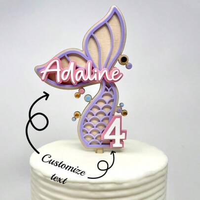 1pc Custom Personalized Mermaid Tail Birthday Cake Stand - Customizable Name And Age Cake Plate, Perfect For Decorating Your Party Cake And Dessert Table! Valentine's Day Gifts, Mother's Day Gifts And Spring Festival Gifts, Wedding Table Decoration, Personalized Party Dinner Location Layout, Multi-Functional, Anti-Mold, Ornamental, Adorable, Modern, For Birthdays, For Housewarming, For Graduation, Kitchen, Dining Room, Bedroom, Office, Living Room, Home, Garden, Tea Room, Brunch-Ready