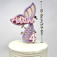 1 件定制个性化美人鱼尾巴生日蛋糕架 - 可定制姓名和年龄蛋糕盘，非常适合装饰您的派对蛋糕和甜点桌！情人节礼物、母亲节礼物和春节礼物、婚礼餐桌装饰、个性化派对晚宴位置布局、多功能、防霉、装饰性、可爱、现代、生日、乔迁、毕业典礼、厨房、餐厅、卧室、办公室、客厅、家居、花园、茶室、早午餐 - 彩色 - 查看 6