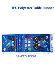 1 pezzo Tappeto da tavolo a tema gaming blu, tovaglia in poliestere, adatto per decorazione festa a tema gaming, regalo di compleanno, decorazione tavolo da pranzo, decorazione casa, decorazione cucina - console di gioco blu - Visualizzare 4