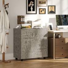 Vinsetto Lockable Filing Cabinet, 2-Tier Storage Cabinet, Office Storage Cabinet With 2 Keys For Home Office, Grey - Grey - View 1