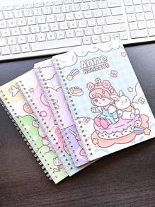 4 Stücke/Set Spiralbindung Notizbuch A5, 60 Blatt pro Heft, linierte Innenseiten, Schulmaterialien Schreibwaren