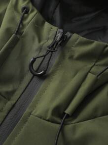 Chaqueta suave con capucha y cordón para hombre, con impresión de letra, resistente al viento y al agua, informal y deportiva con bolsillos delanteros, uso versátil diario, best-seller.