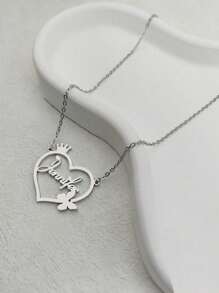 Modny, spersonalizowany, wieloelementowy wzór miłości z motylem w koronie, spersonalizowany naszyjnik ze stali nierdzewnej z angielskim imieniem, modny i wszechstronny przedmiot mody, odpowiedni do codziennych podróży i akcesoriów na bankiety i przyjęcia modnych ludzi, walentynki